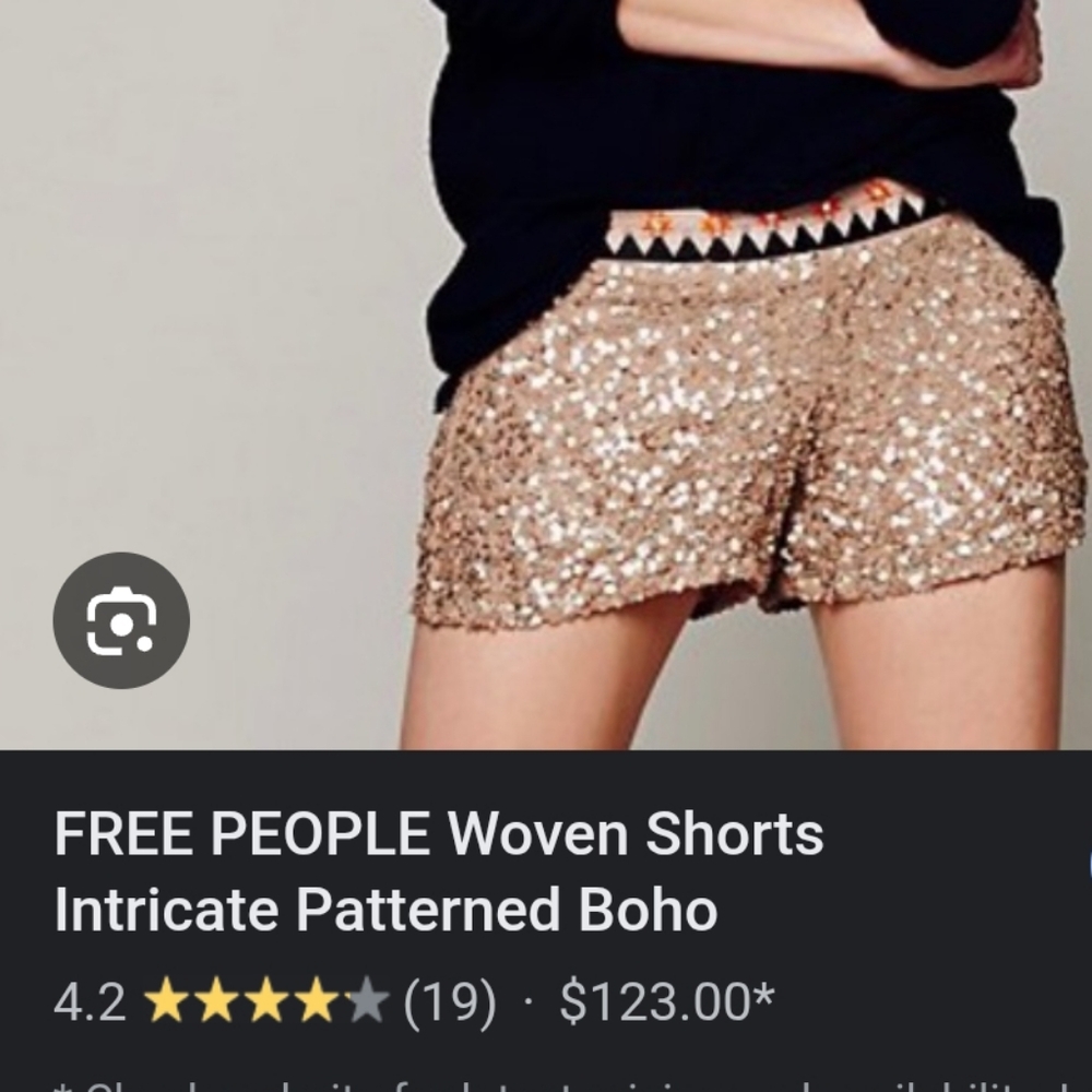 Free People Sequin Embellished Beige Shorts - Picture 5 of 6